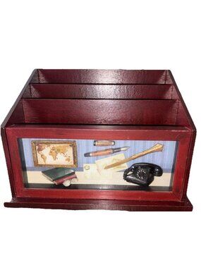 Arister Wooden Organizer Includes 3D Decor-Dial Phone, Books, Glasses & Pic 10x8